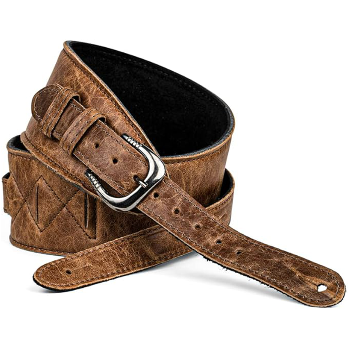 Leathergraft Guitar Strap FAB Softy Buckle - Light Brown