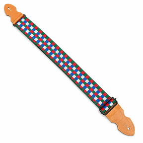 Guitarbitz Jacquard 2 Inch Vegan Guitar Strap - Checked Blue, Red, Green
