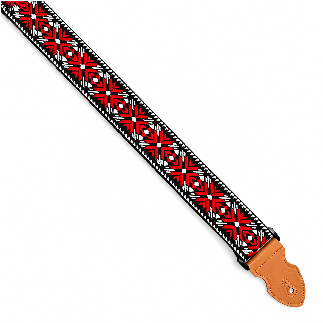 Guitarbitz Jacquard 2 Inch Vegan Guitar Strap - Nordic Snowflake Red