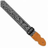 Guitarbitz Jacquard 2 Inch Vegan Guitar Strap - Paisley Black, White