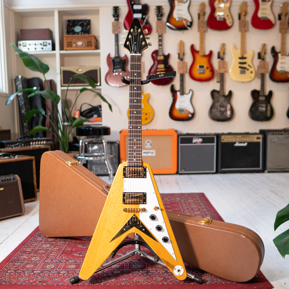 2002 Epiphone MIK Korina Flying V With Hardcase - Natural - Preowned