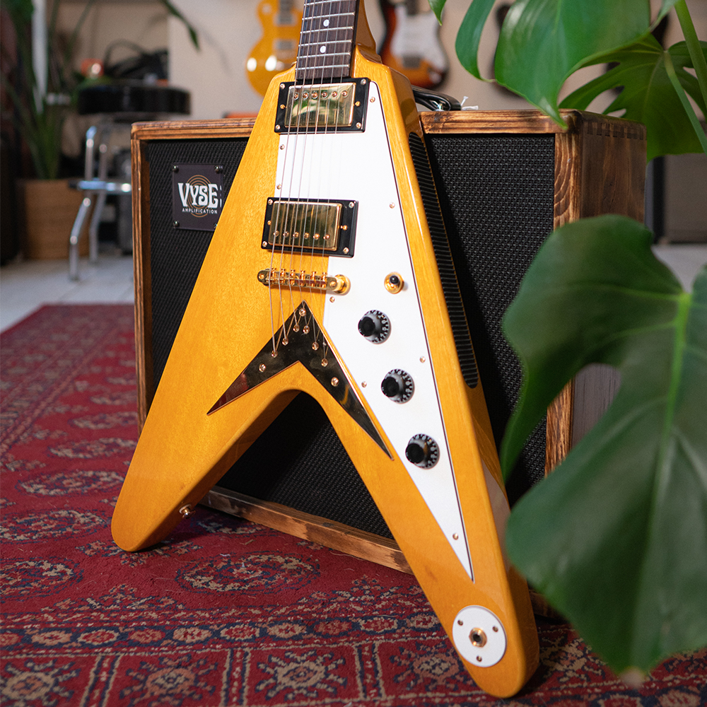 2002 Epiphone MIK Korina Flying V With Hardcase - Natural - Preowned