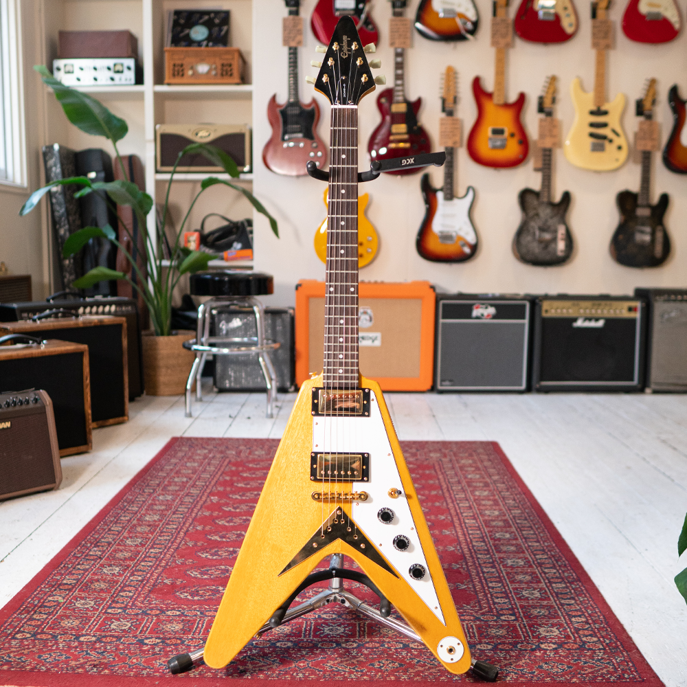 2002 Epiphone MIK Korina Flying V With Hardcase - Natural - Preowned