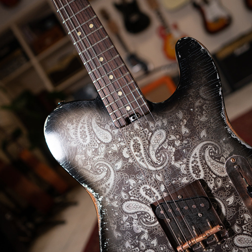 Electric Relic Co. ESQ Electric Guitar - Gold Over Black Paisley