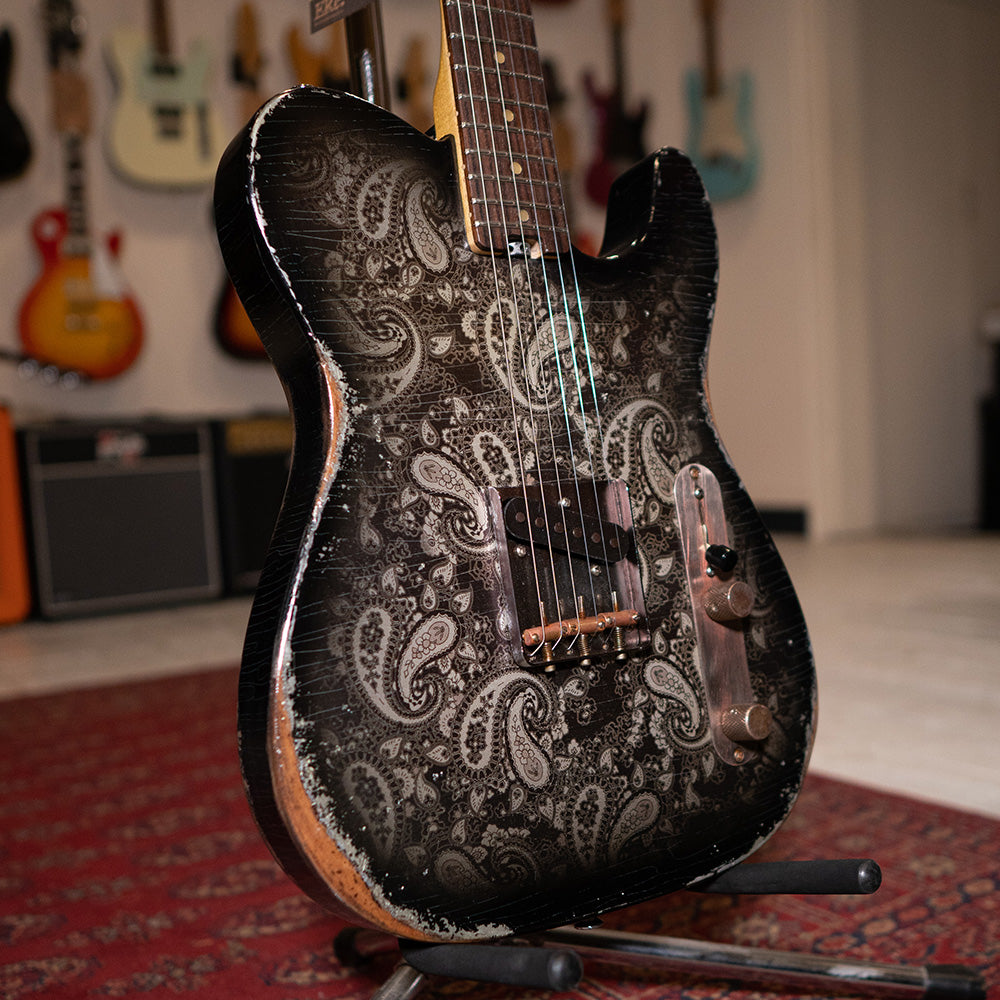 Electric Relic Co. ESQ Electric Guitar - Gold Over Black Paisley