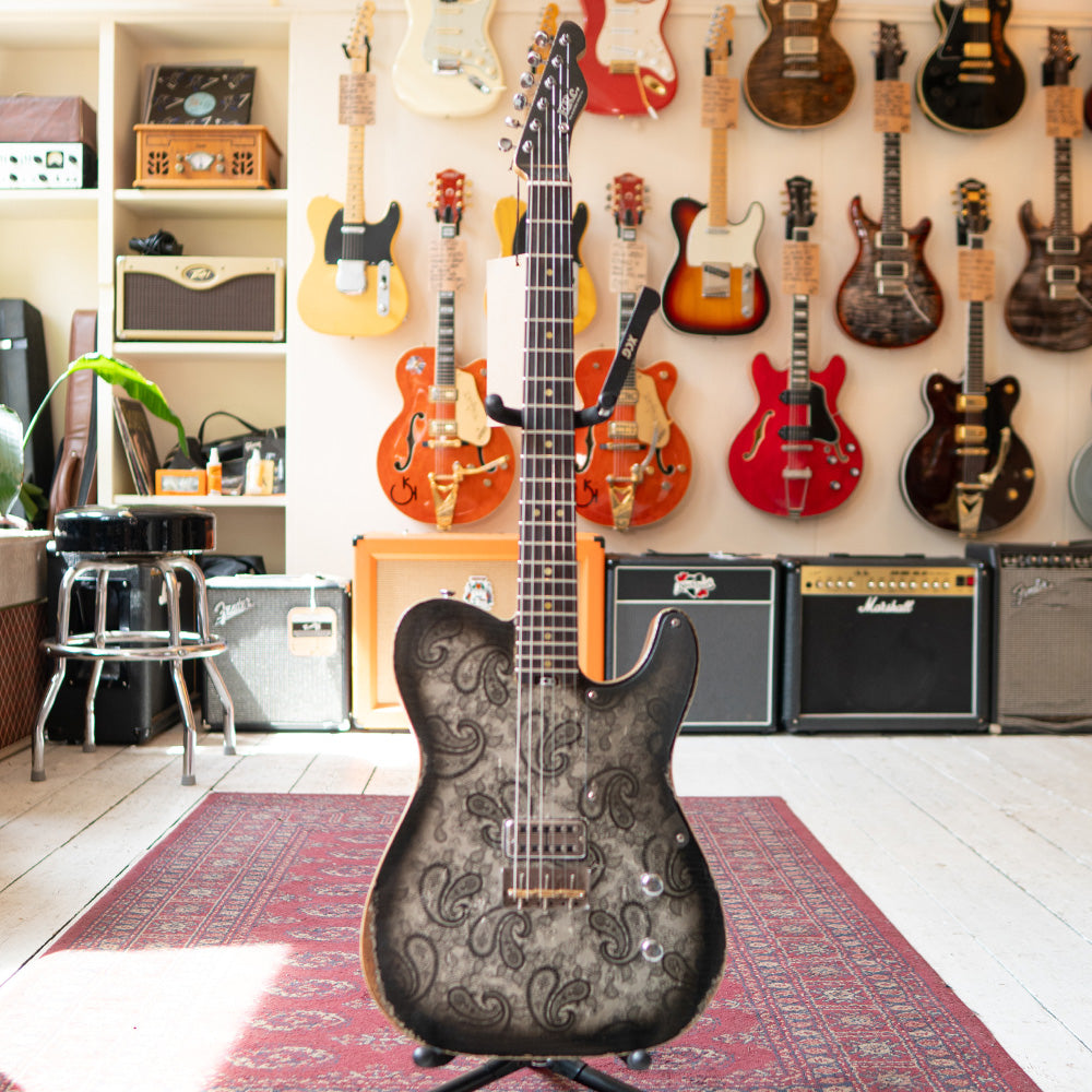 ERC ESQ Style W/Filtertron - Aged Black Over Silver Paisley - Black Back