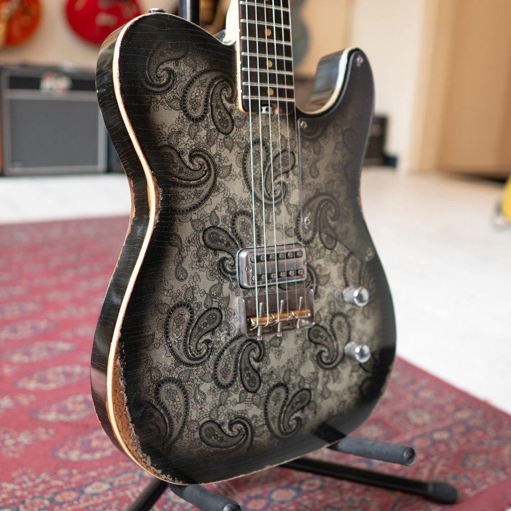 ERC ESQ Style W/Filtertron - Aged Black Over Silver Paisley - Black Back