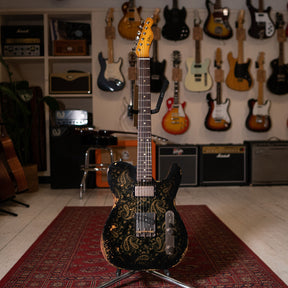 Electric Relic Co. TC Electric Guitar HS - Black Over Silver Paisley 'Silverburst'