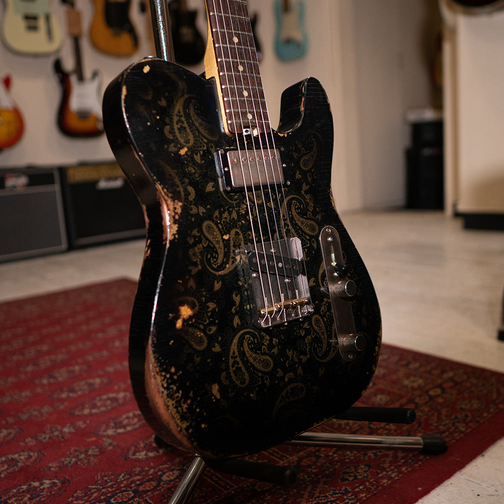 Electric Relic Co. TC Electric Guitar HS - Black Over Silver Paisley 'Silverburst'