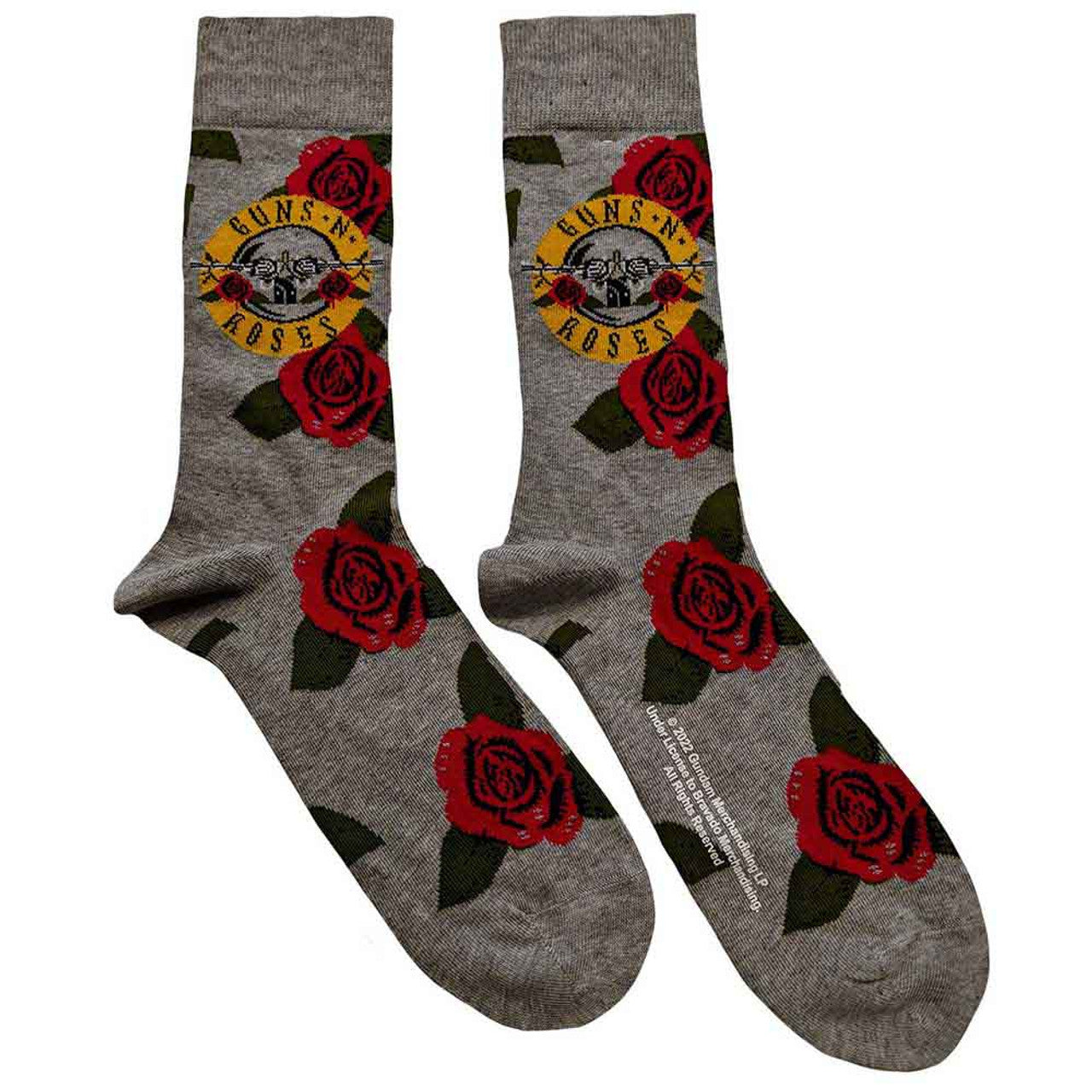 Guns N' Roses Unisex Ankle Socks: Bullet Roses (Grey) (UK Size 7 - 11)
