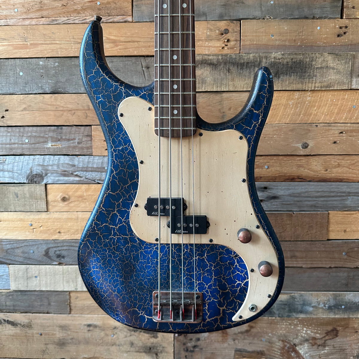 AXL 4 String Bass Guitar - Crackle Blue - Preowned