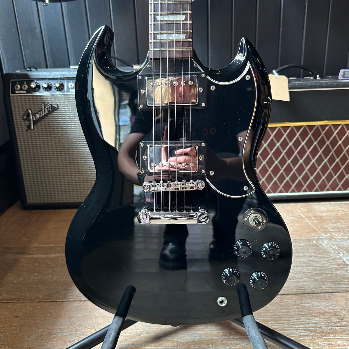 Vintage V69 SG Electric Guitar - Black - Preowned