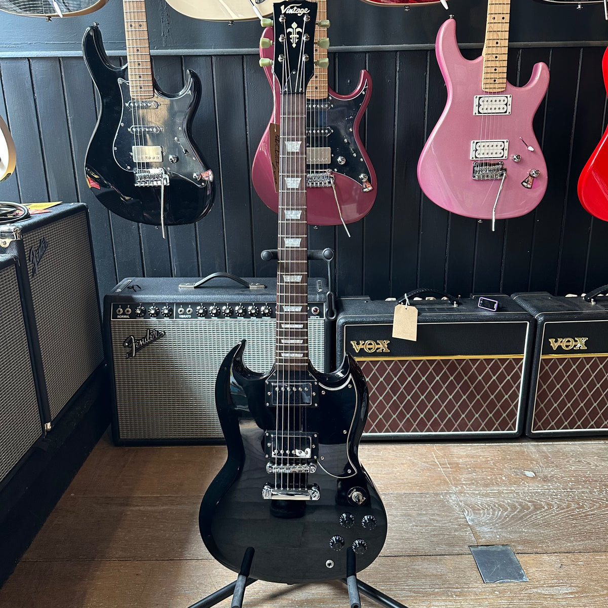 Vintage V69 SG Electric Guitar - Black - Preowned