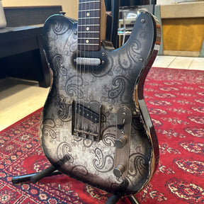 Electric Relic Co. TC Electric Guitar - Black Over Silver Paisley 'Silverburst'