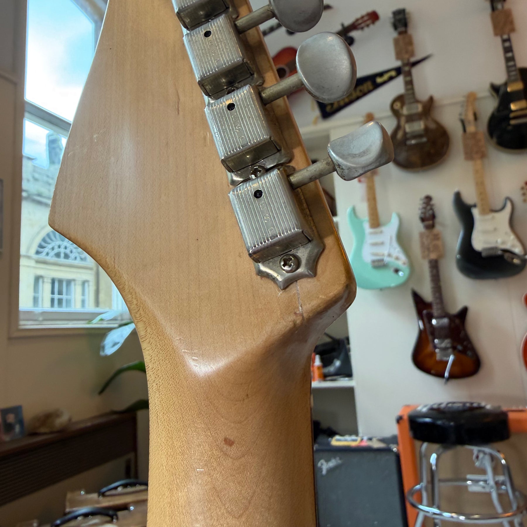 1980's ESP S- Style Electric Guitar Headstock Repair - Sonic Blue - Preowned
