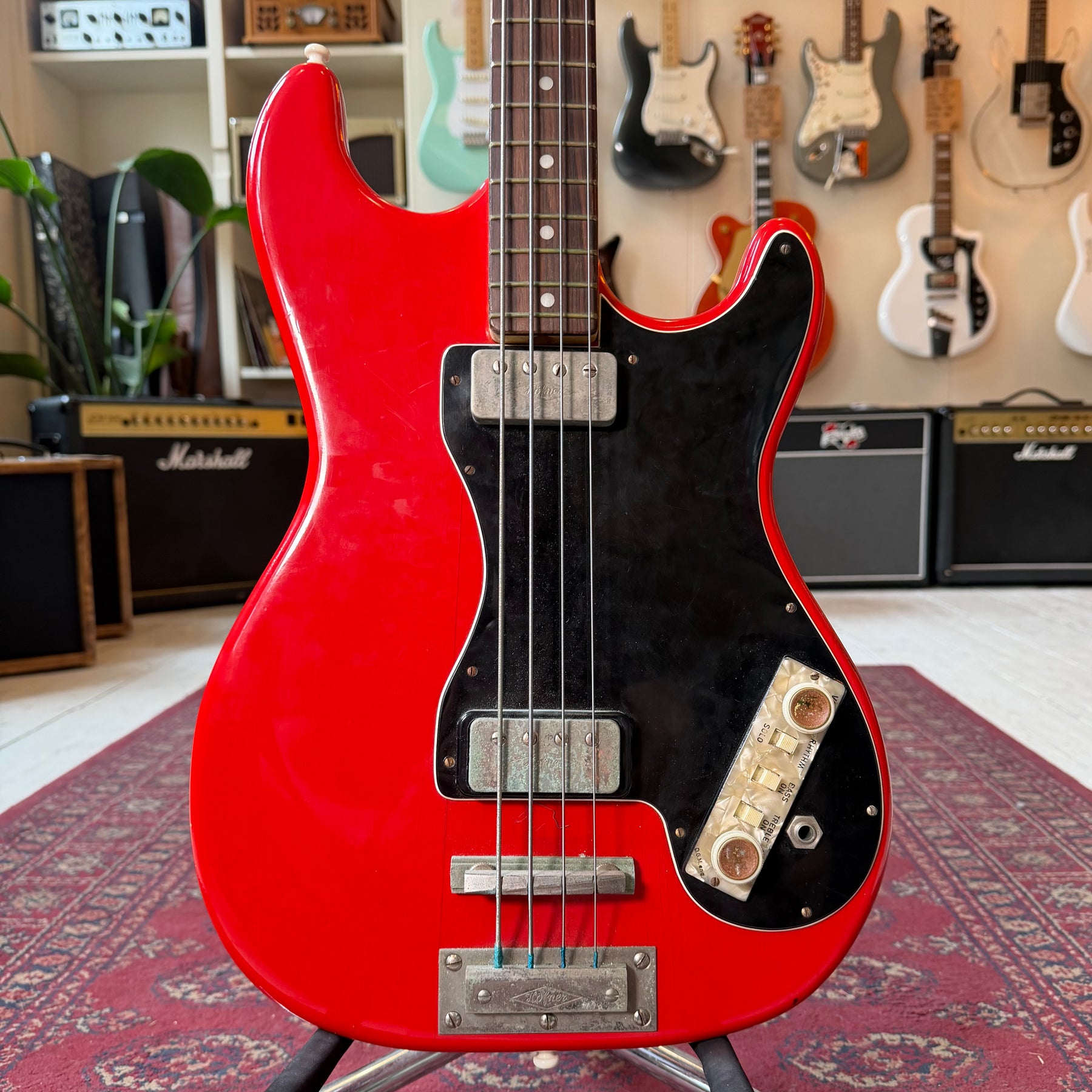 1962 Hofner Electric Bass Guitar Project - Red - Preowned