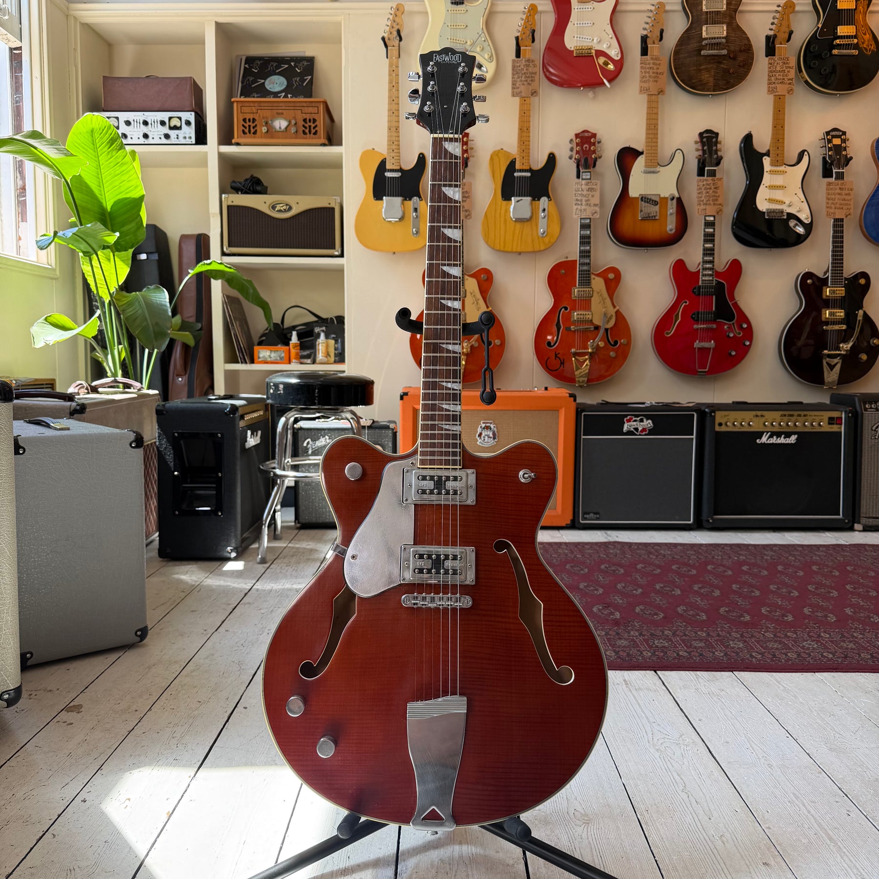 Eastwood Left Handed Semi-Acoustic Guitar with Hard Case - Preowned