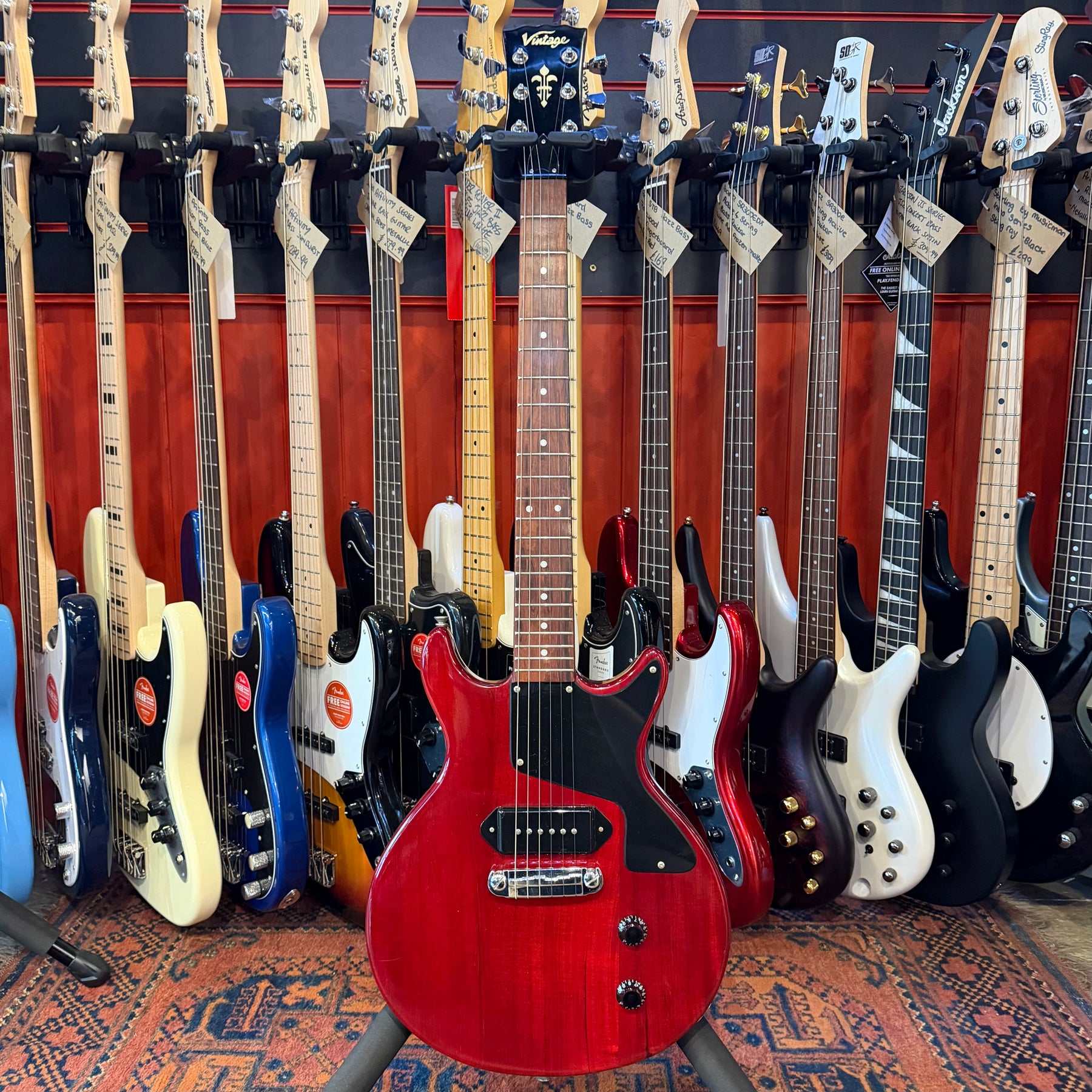Vintage Les Paul Junior Electric Guitar - Cherry Red - Preowned