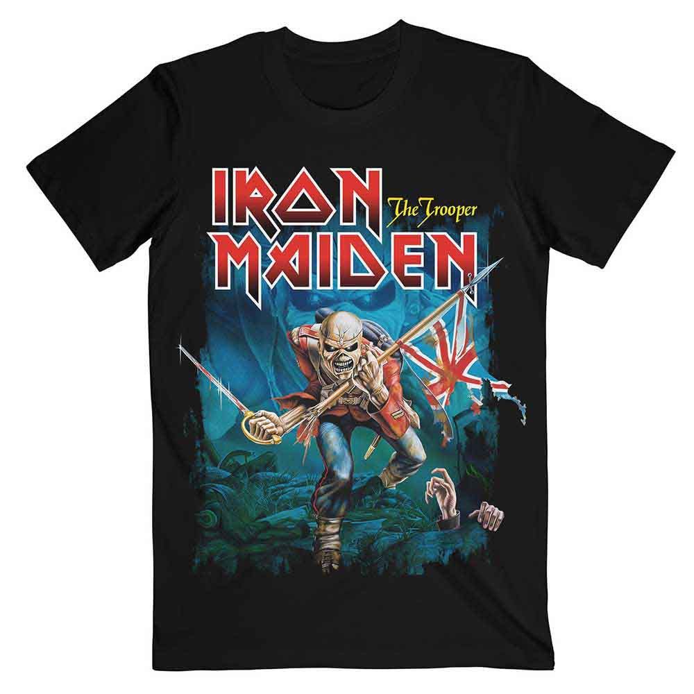 Iron Maiden Unisex T-Shirt: Trooper Eddie Large Eyes - Black