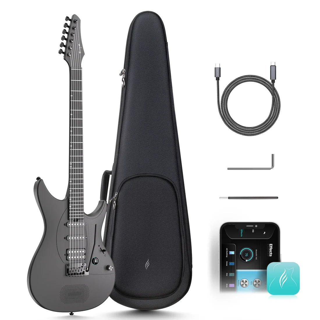 Enya Nova Go Inpsire Electric Smart Guitar with Built-in Amp & Effects - Black