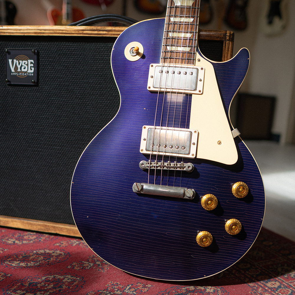 2019 Gibson Custom Shop Made 2 Measure 1957 Les Paul Standard 'Aged' - Candy Apple Blue - Preowned with OHSC