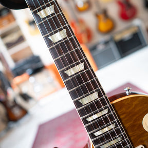2022 Gibson Custom Shop '59 Reissue R9 Les Paul Standard Handpicked Top 'Lefty' - Aged Poppy Burst - OHSC - Preowned