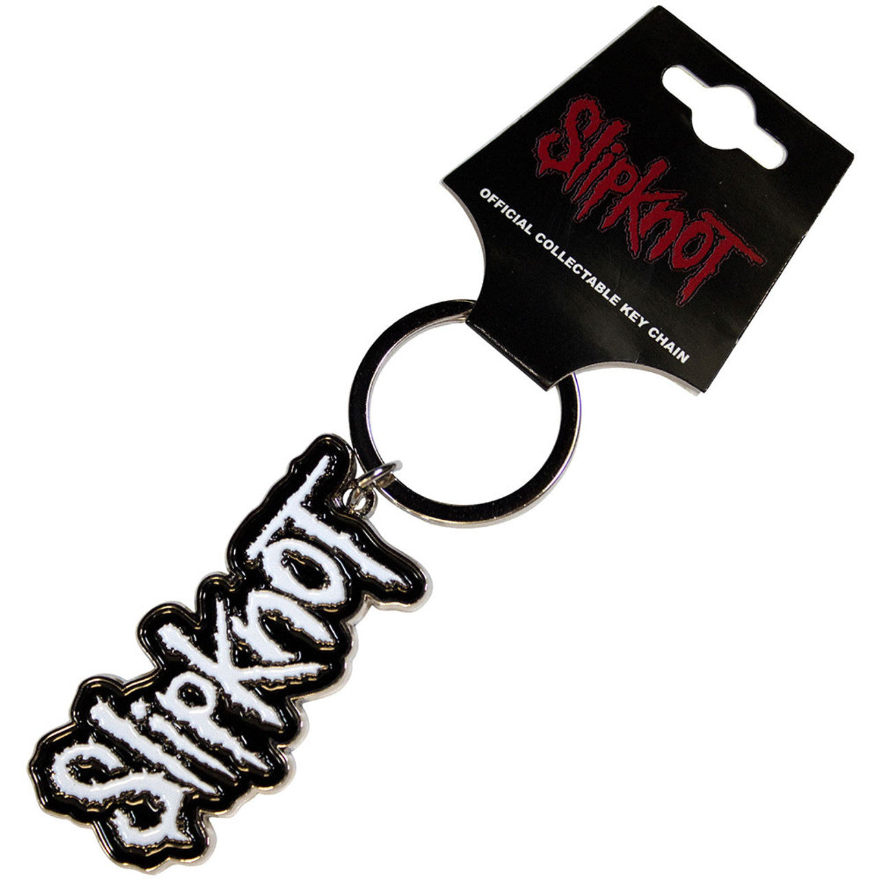 Slipknot Keychain: White Logo Black Border