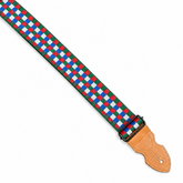 Guitarbitz Jacquard 2 Inch Vegan Guitar Strap - Checked Blue, Red, Green
