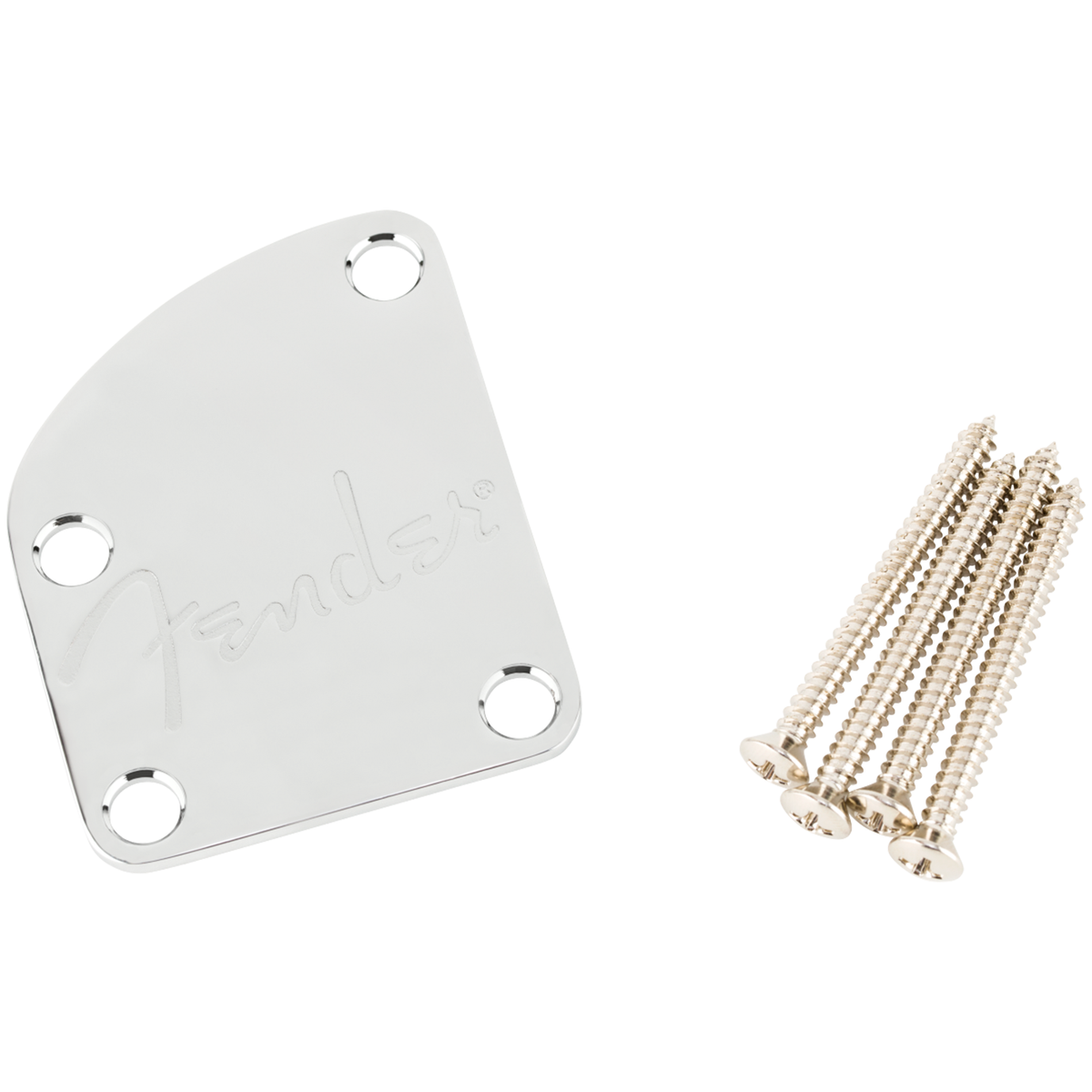 Fender Countoured Heel Neck Plate w/Spaghetti Logo, Chrome