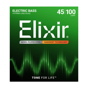 Elixir 14052 Nanoweb Coated Bass Guitar Strings Light 45-100