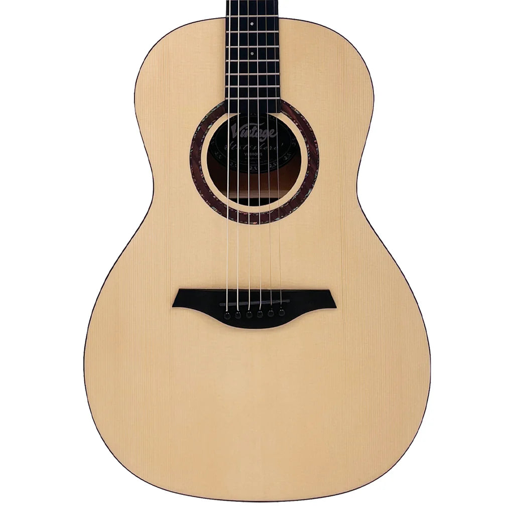 Vintage VE8800MS Statesboro Series Electro Acoustic Parlour Guitar - Natural Moonshine