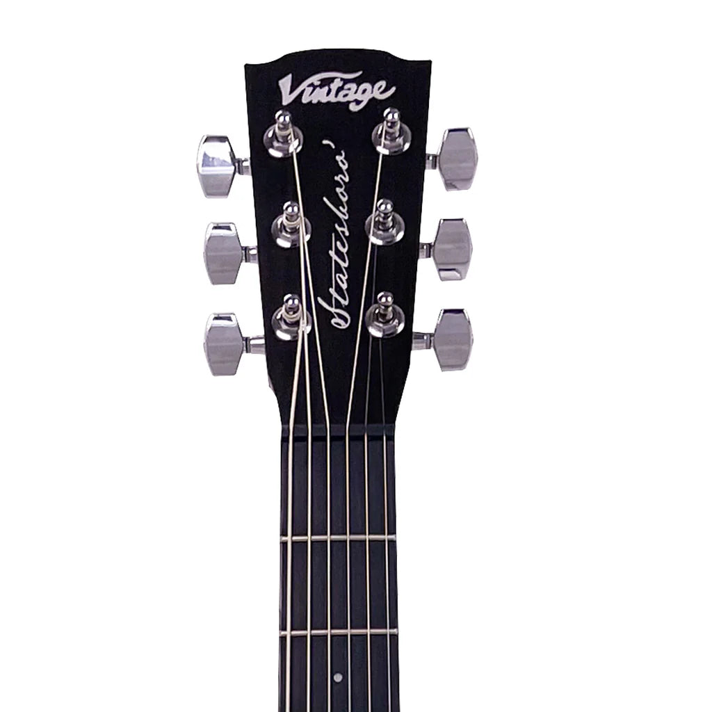 Vintage VE8800MS Statesboro Series Electro Acoustic Parlour Guitar - Natural Moonshine