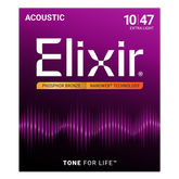 Elixir 16002 Nanoweb Coated Phosphor Bronze Acoustic Guitar Strings Extra Light 10-47