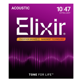 Elixir 16002 Nanoweb Coated Phosphor Bronze Acoustic Guitar Strings Extra Light 10-47