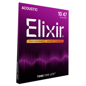 Elixir 16002 Nanoweb Coated Phosphor Bronze Acoustic Guitar Strings Extra Light 10-47