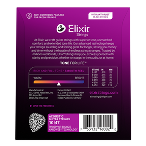 Elixir 16002 Nanoweb Coated Phosphor Bronze Acoustic Guitar Strings Extra Light 10-47