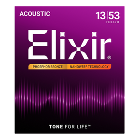 Elixir 16182 HD Light Nanoweb Coated Phosphor Bronze Acoustic Guitar Strings - 13-53
