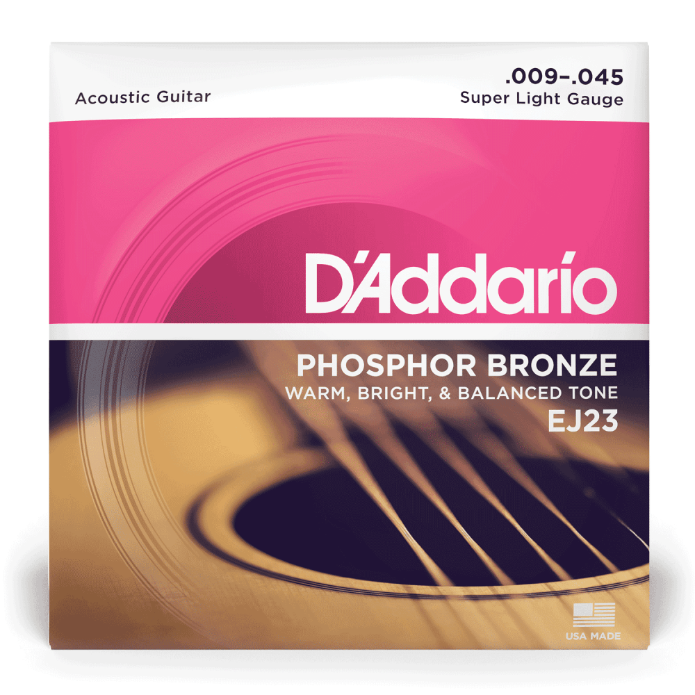 D'Addario EJ23 Phosphor Bronze Acoustic Guitar Strings - Super Light - 9-45