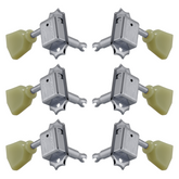 Grover 133CK Deluxe 133 Series Machine Head Set 3 a Side with Plastic Keystones - Chrome