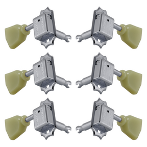 Grover 133CK Deluxe 133 Series Machine Head Set 3 a Side with Plastic Keystones - Chrome