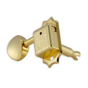 Grover 133G Deluxe 133 Series Vintage Style Machine Head with Metal Buttons 3 a Side - Gold