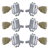Grover 135C Vintage Style Machine Heads with Plastic Keystone Buttons 3 a Side - Chrome