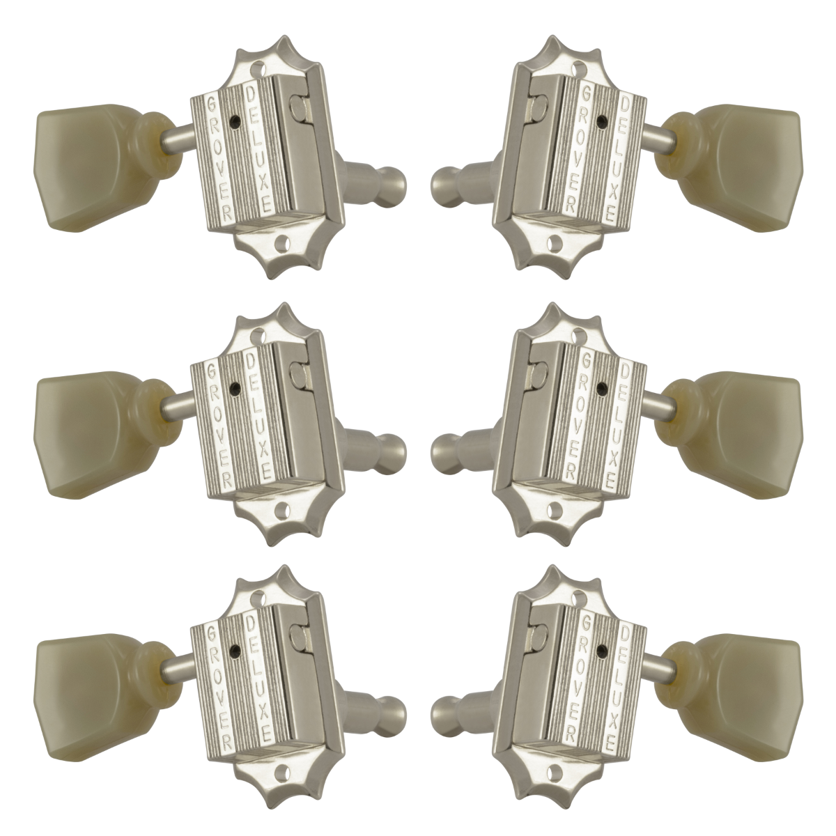 Grover 135N Vintage Style Machine Heads with Plastic Keystone Buttons - Nickel
