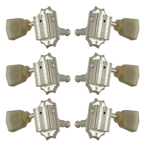 Grover 135N Vintage Style Machine Heads with Plastic Keystone Buttons - Nickel