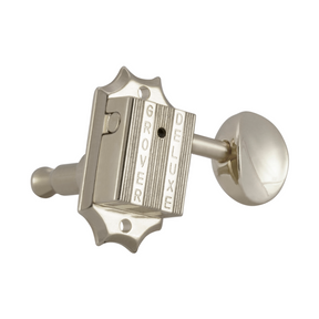 Grover 136N Vintage Deluxe Machine Heads with Metal Buttons 3 a Side - Nickel