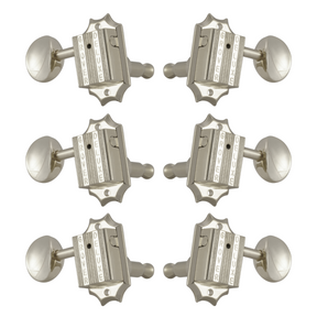 Grover 136N Vintage Deluxe Machine Heads with Metal Buttons 3 a Side - Nickel