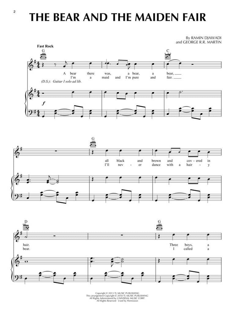 Game of Thrones Solo Piano Book