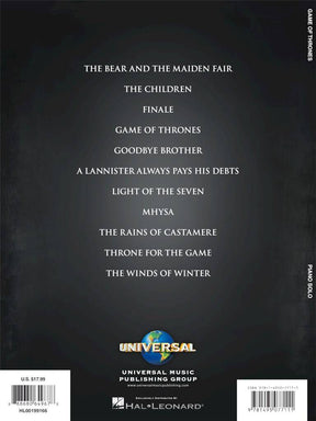 Game of Thrones Solo Piano Book