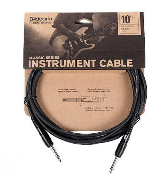 D'Addario Classic Guitar Cable - Straight - 10foot (3meters)