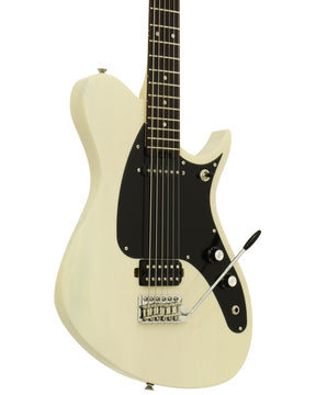 Aria Jet Baritone Electric Guitar SVW J Series - Rosewood Fingerboard - Trans Vintage Whte